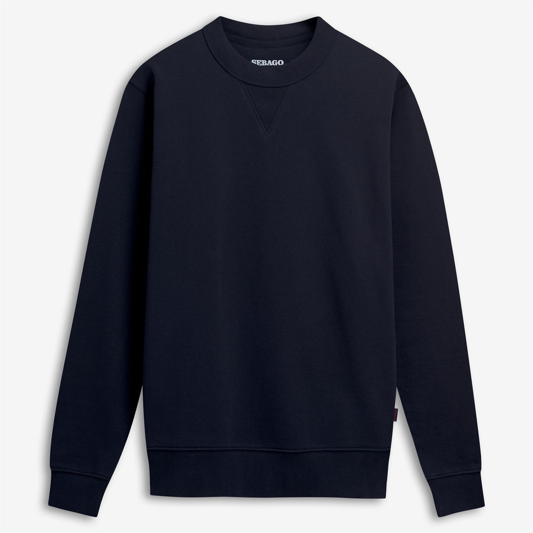 Suéter deportivo unisex de polar azul marino con detalles acanalados 01