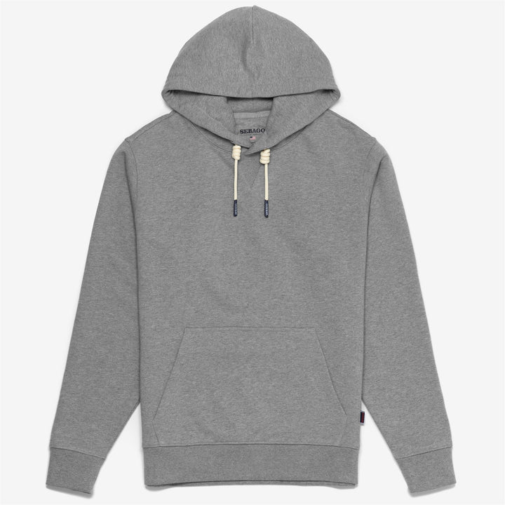 Grey Unisex Yachting Fleece Hoodie Jumper with Ribbed Details 1