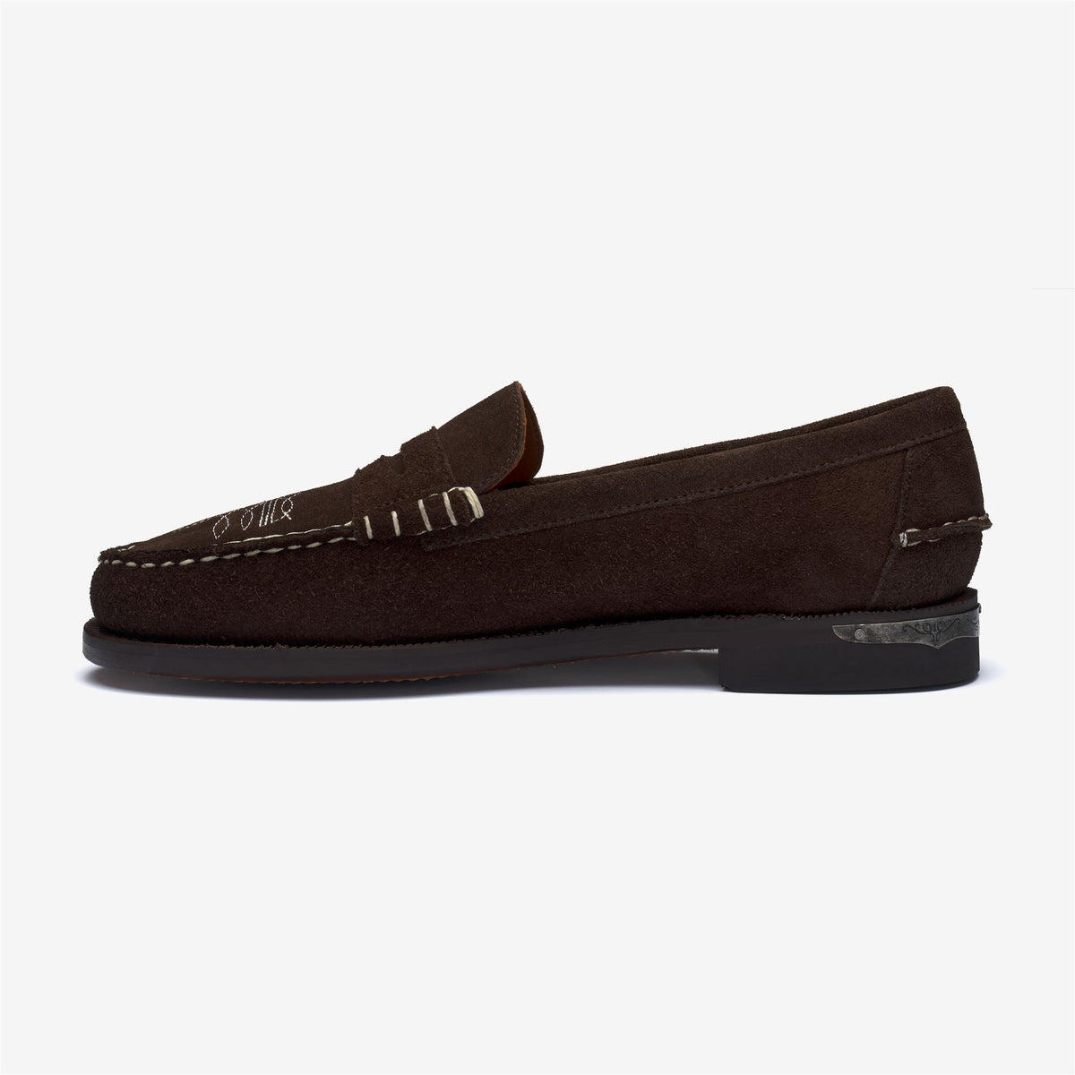 Mocassin penny en daim marron pour homme