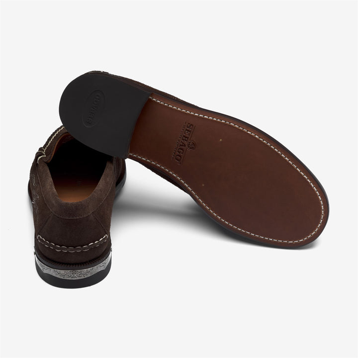 Brown Men's Leather Moccasin Loafers with Embroidered Design 4