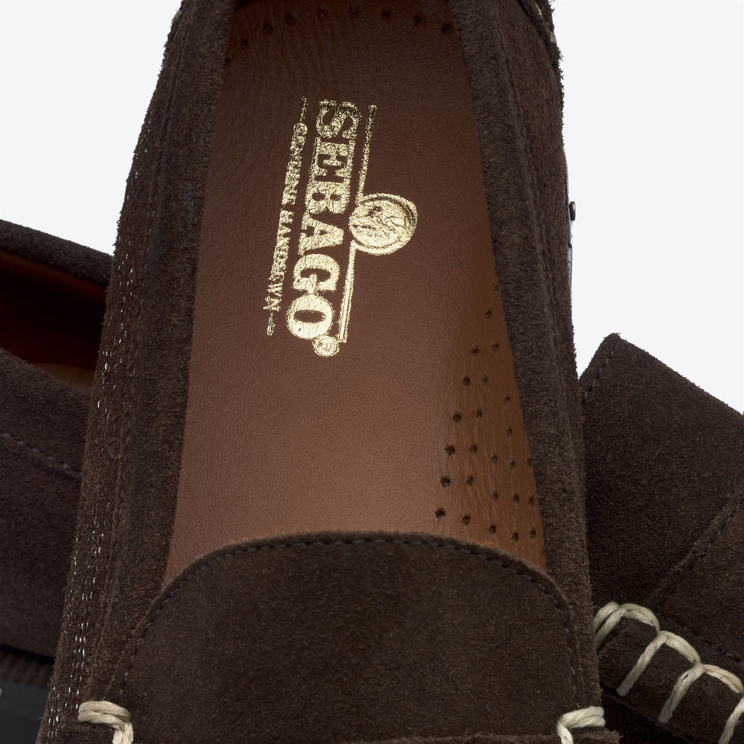 Brown Men's Leather Moccasin Loafers with Embroidered Design main