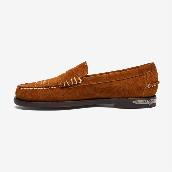Cognacbraune Damen-Mokassinschuhe im Cowboy-Stil 3