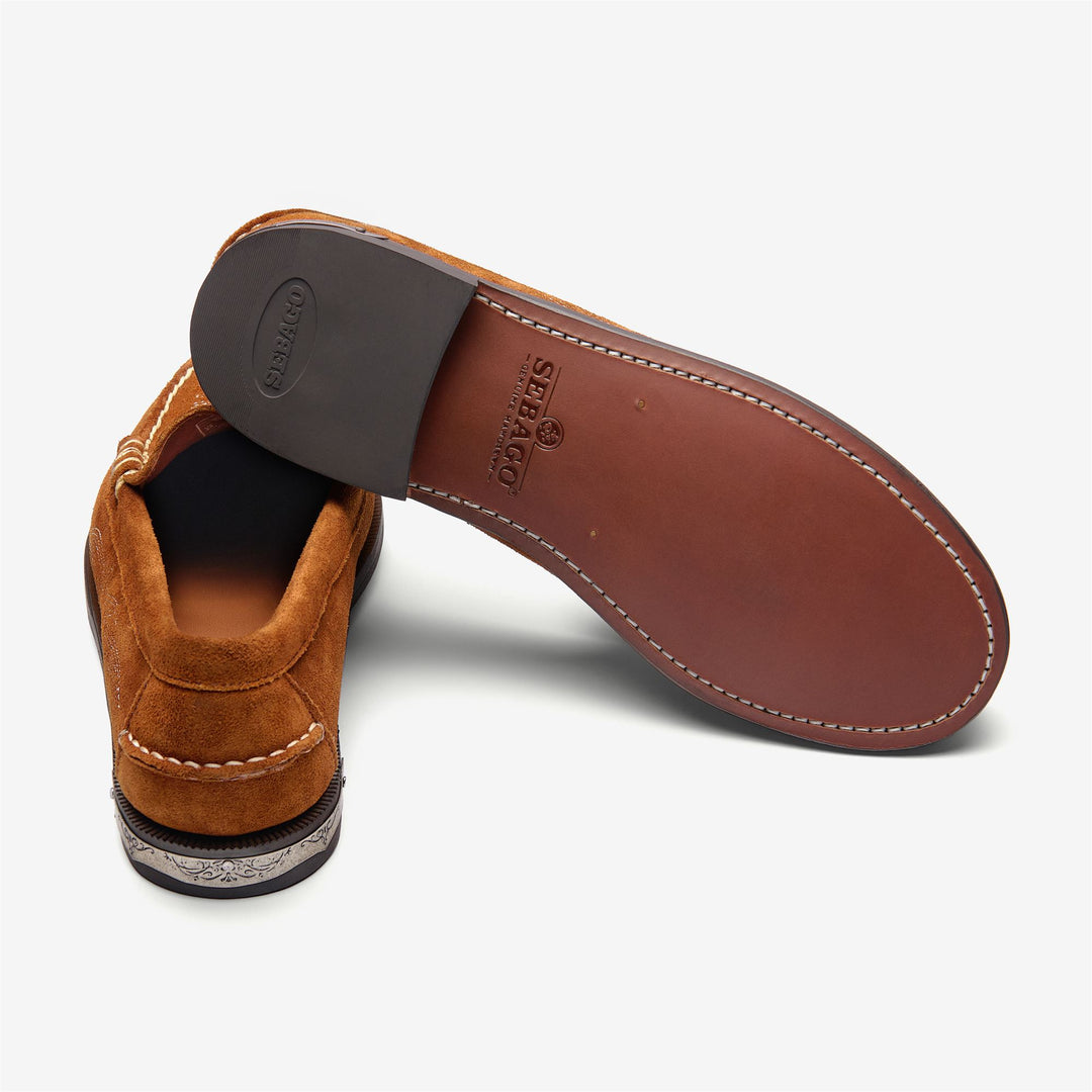 Cognacbraune Damen-Mokassinschuhe im Cowboy-Stil main