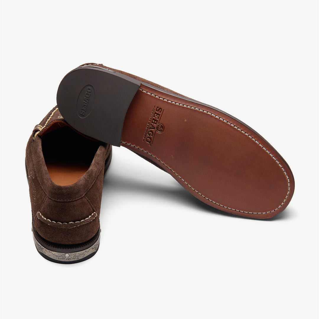 Mocasines de ante marrón para mujer con diseño vaquero main