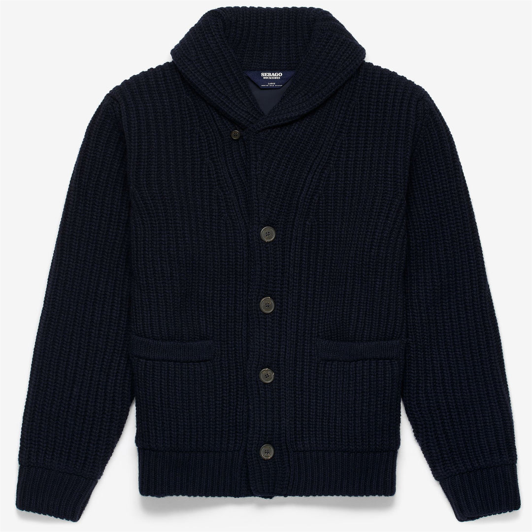 Marine Blue Unisex Yachting Knitwear Cardigan with Wool Blend 01