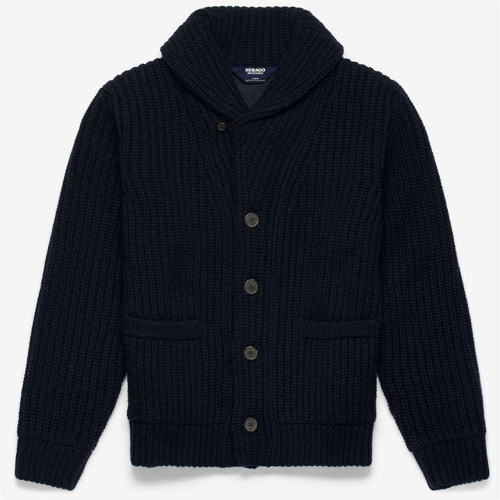 Marine Blue Unisex Yachting Knitwear Cardigan with Wool Blend 1