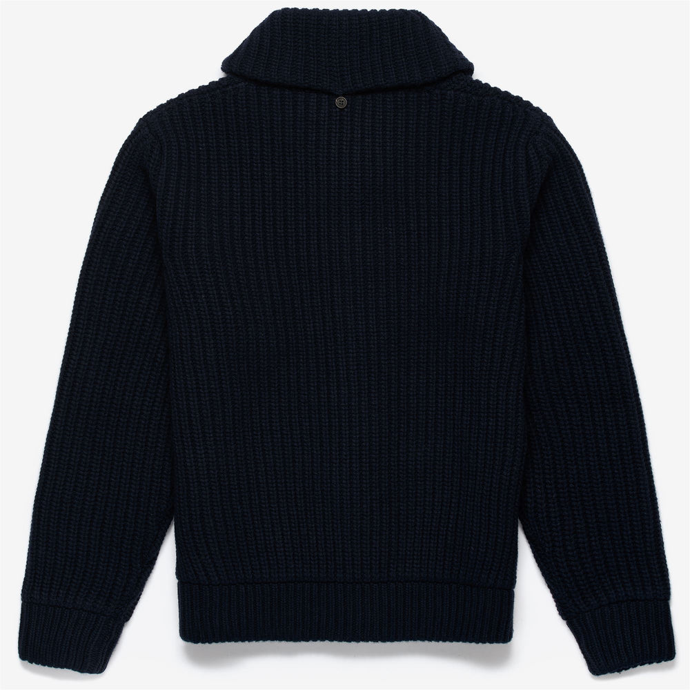 Marine Blue Unisex Yachting Knitwear Cardigan with Wool Blend 02