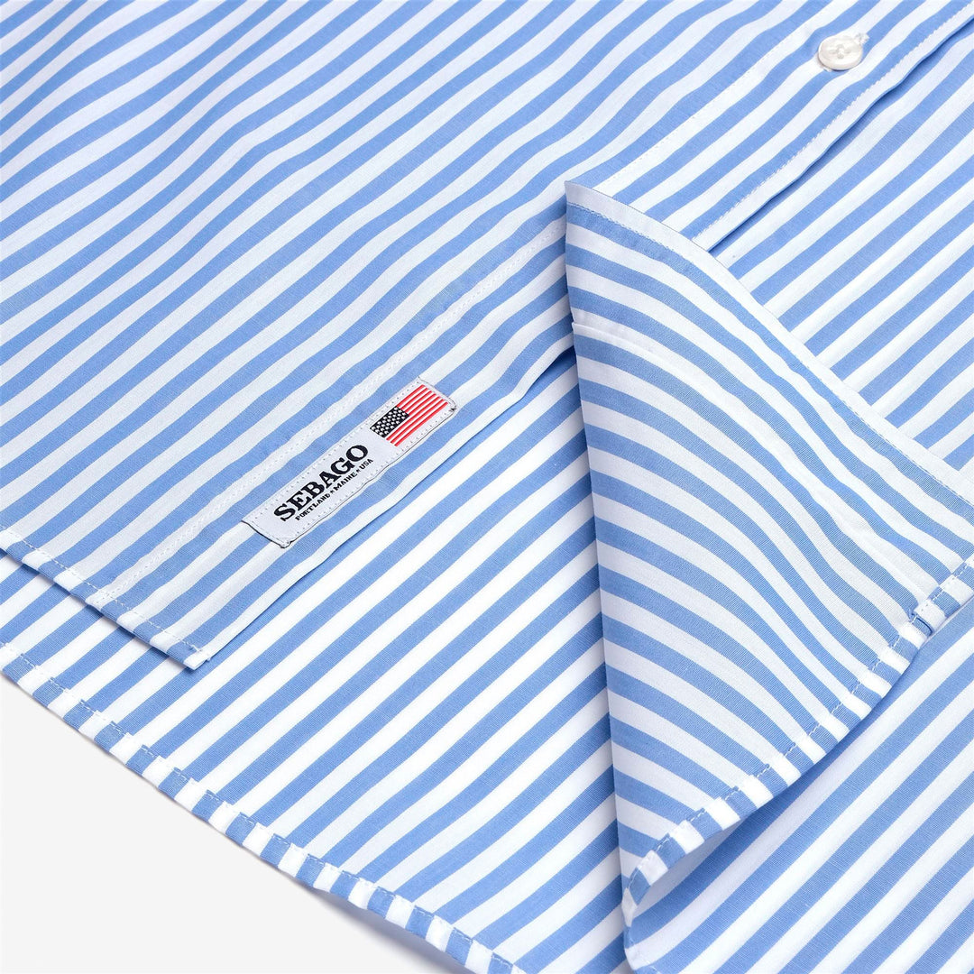 Camicia Button-Down Unisex da Yachting a Righe in Cotone Blu Navy main