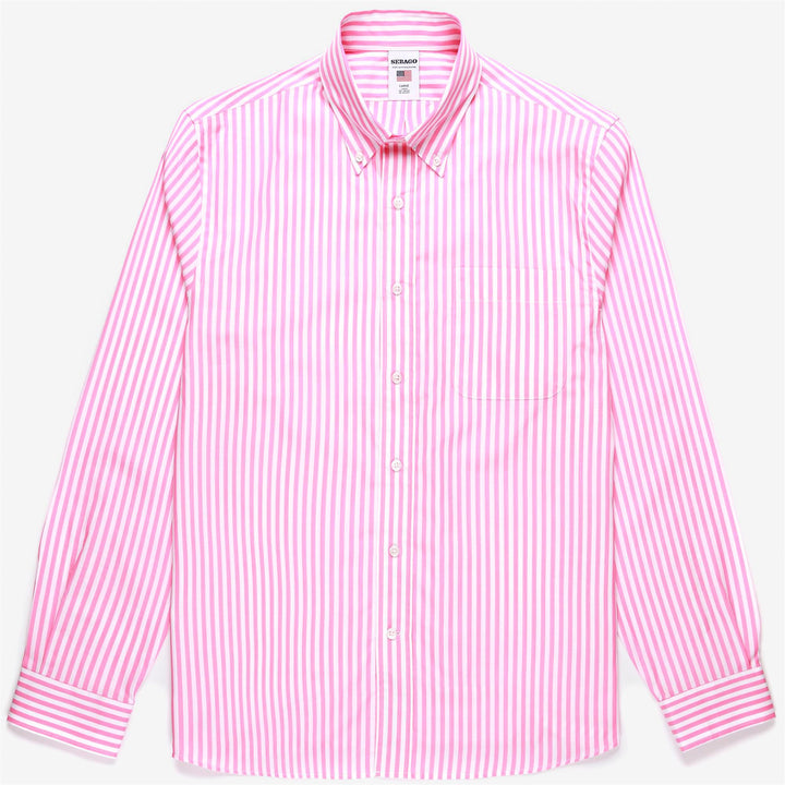 Weiß-rosa Unisex Yachting Button-Down-Hemd mit Tasche 1