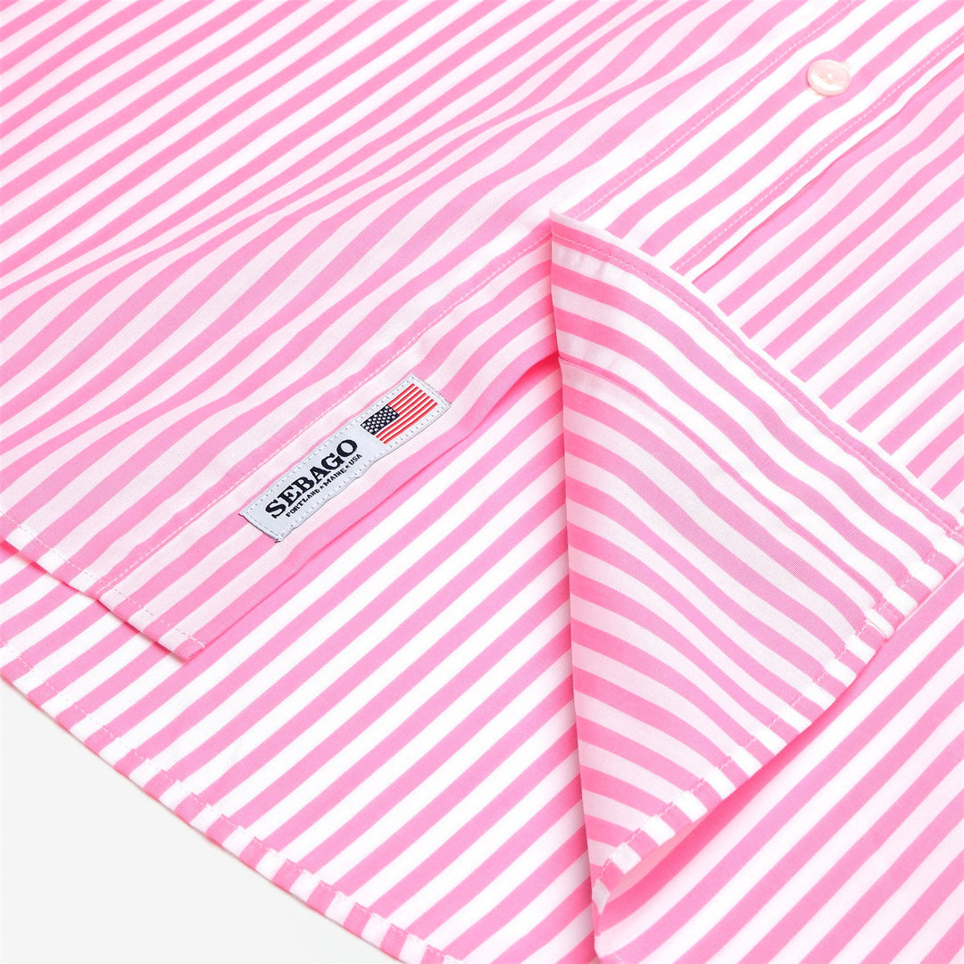 Weiß-rosa Unisex Yachting Button-Down-Hemd mit Tasche main