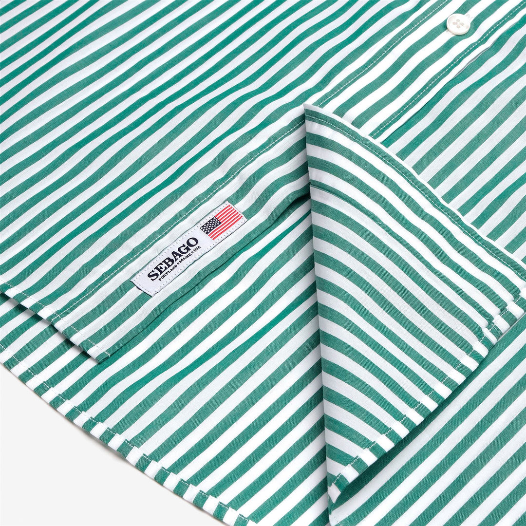 Camicia Button-Down Unisex da Yachting Verde e Bianca con Tasca main