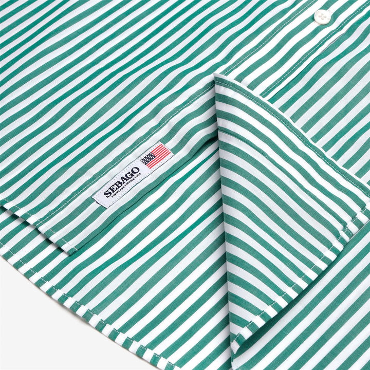 Camicia Button-Down Unisex da Yachting Verde e Bianca con Tasca 3
