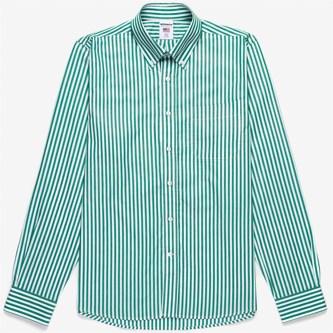 White Green Unisex Yachting Button-Down Shirt with Pocket 01
