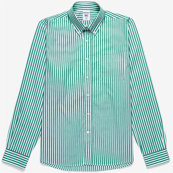 Camicia Button-Down Unisex da Yachting Verde e Bianca con Tasca 1