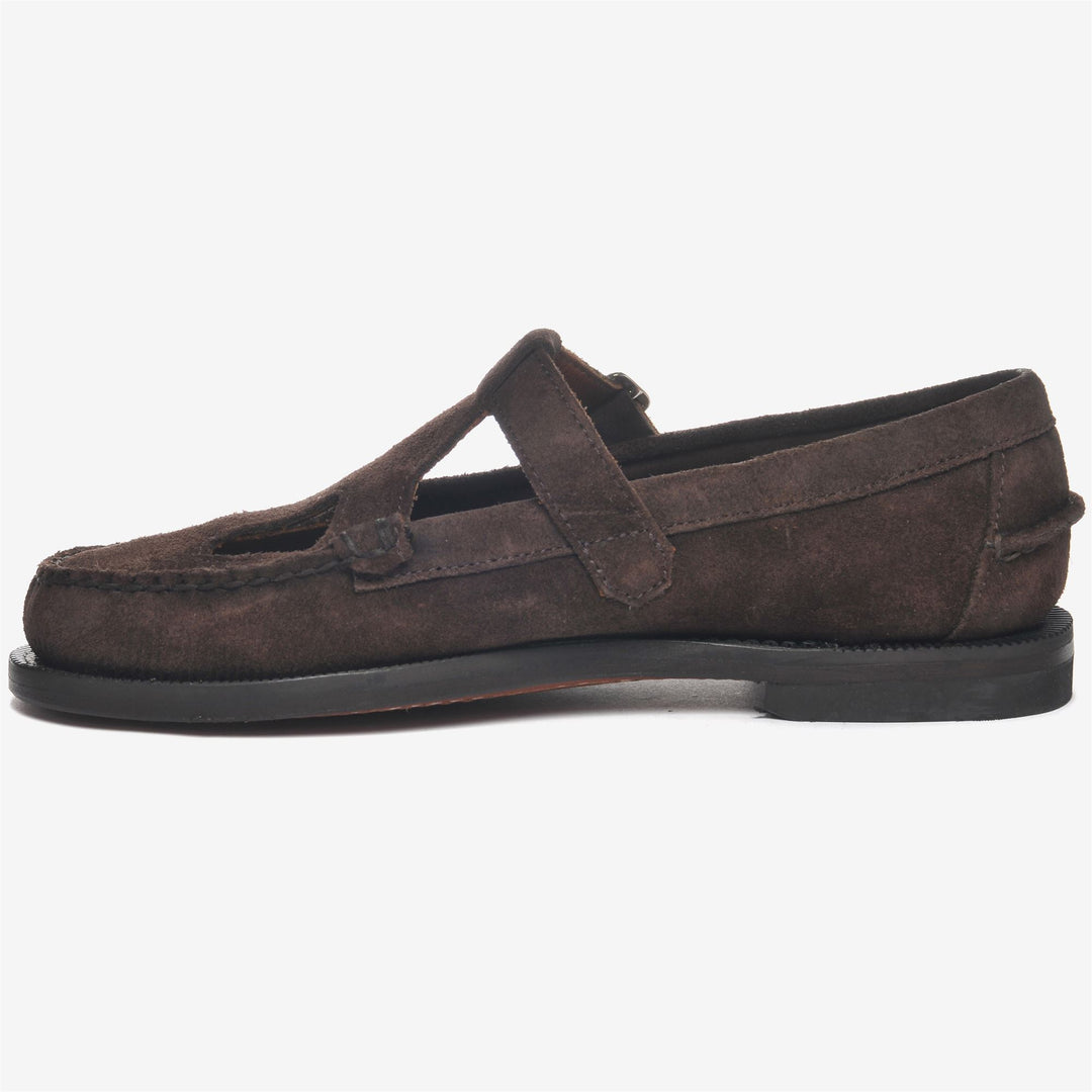 Dark Brown Women's Business Moccasins with Adjustable Buckle main