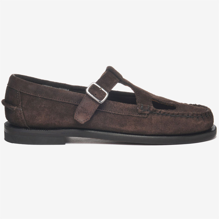 Dark Brown Women's Business Moccasins with Adjustable Buckle 1