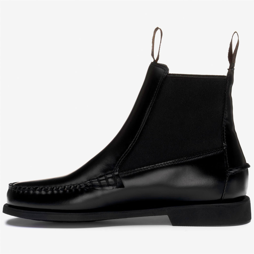 Black Women's Ankle Beatle Boots in Brushed Leather main