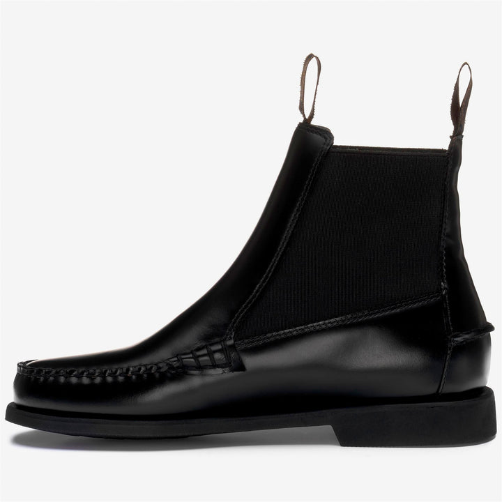 Black Women's Ankle Beatle Boots in Brushed Leather 3
