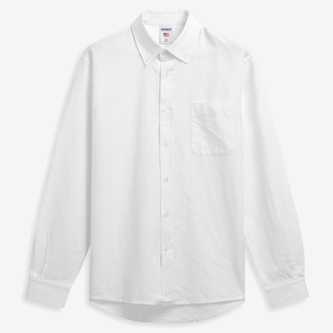 White Unisex Classic Leisure Button-Down Shirt 01