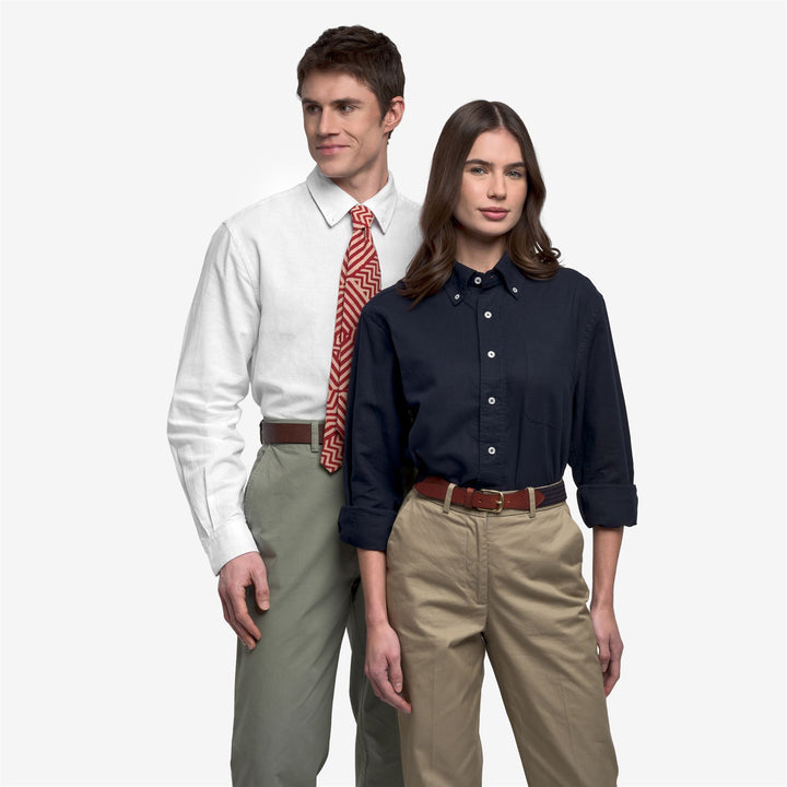 Blue unisex classic linen leisure shirt with pocket 6