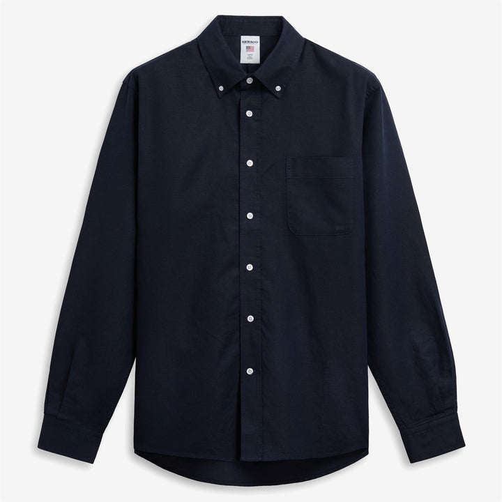 Blue unisex classic linen leisure shirt with pocket 1