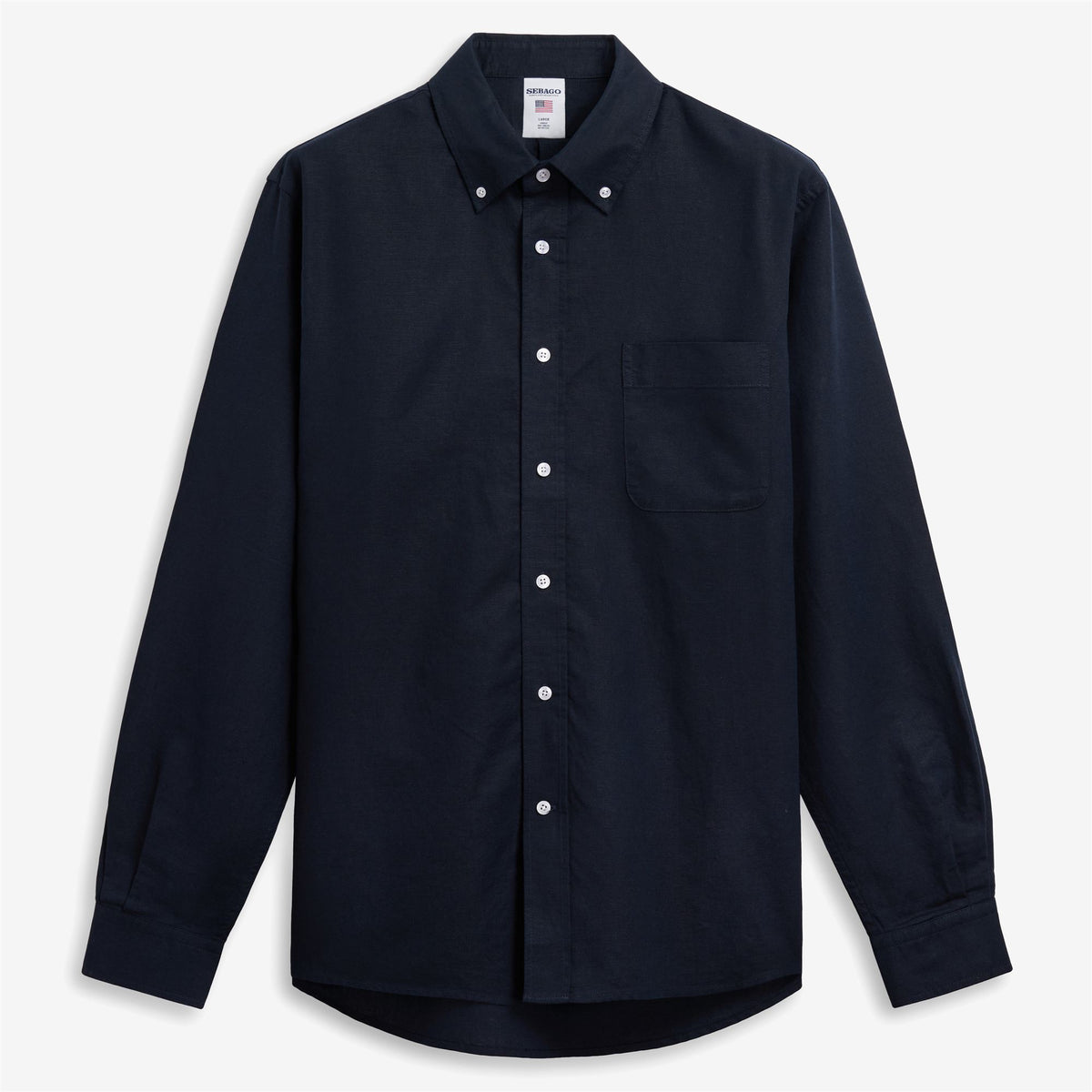 Blue Unisex Linen Button-Down Shirt