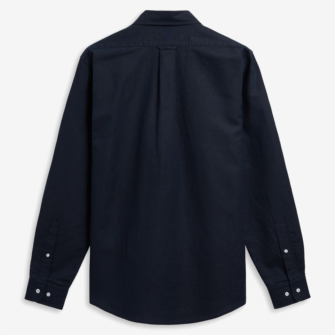 Blue unisex classic linen leisure shirt with pocket main