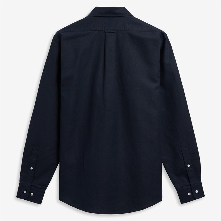 Blue unisex classic linen leisure shirt with pocket 2