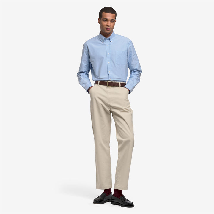 Pantalones de carpintero casuales beige para hombre con bolsillos utilitarios 4