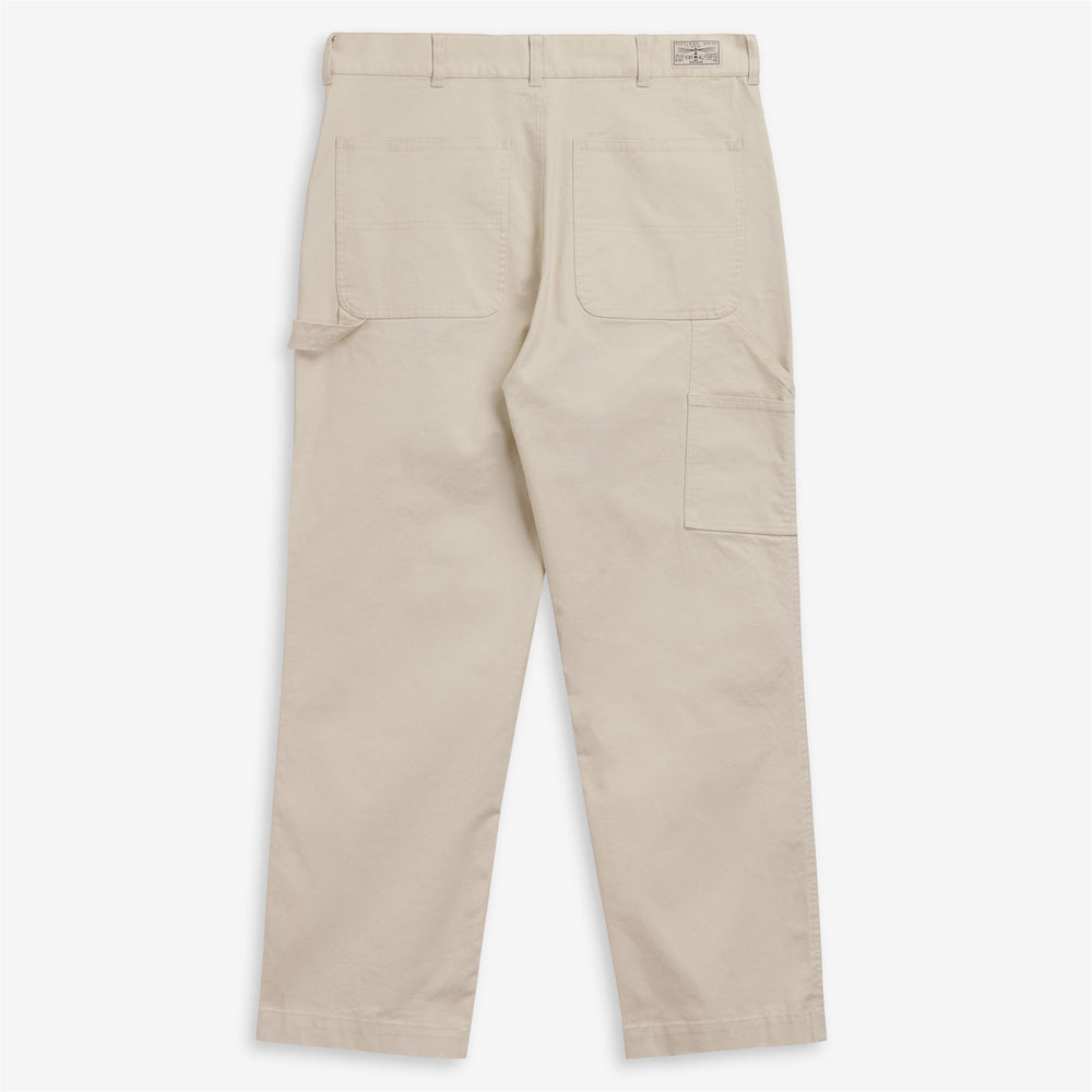 Beige Men's Casual Carpenter Pants with Utility Pockets 02