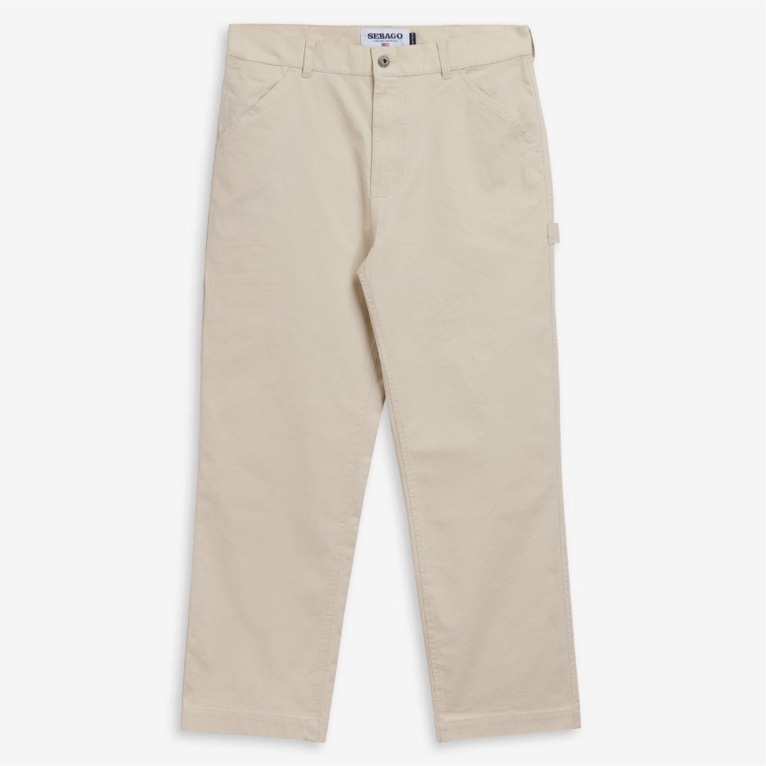 Beige Men's Casual Carpenter Pants with Utility Pockets 01