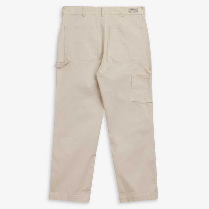 Pantalones de carpintero casuales beige para hombre con bolsillos utilitarios 2