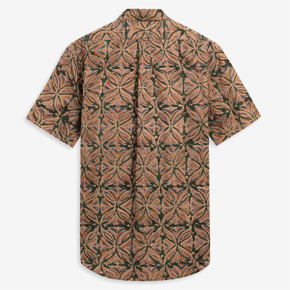 Camicia casual unisex verde-blu con bottoni e stampa grafica 02