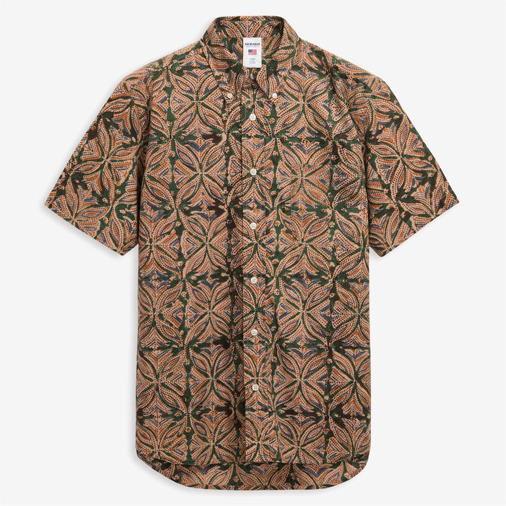 Green-blue Unisex Casual Button-Down Shirt with Graphic Print 1