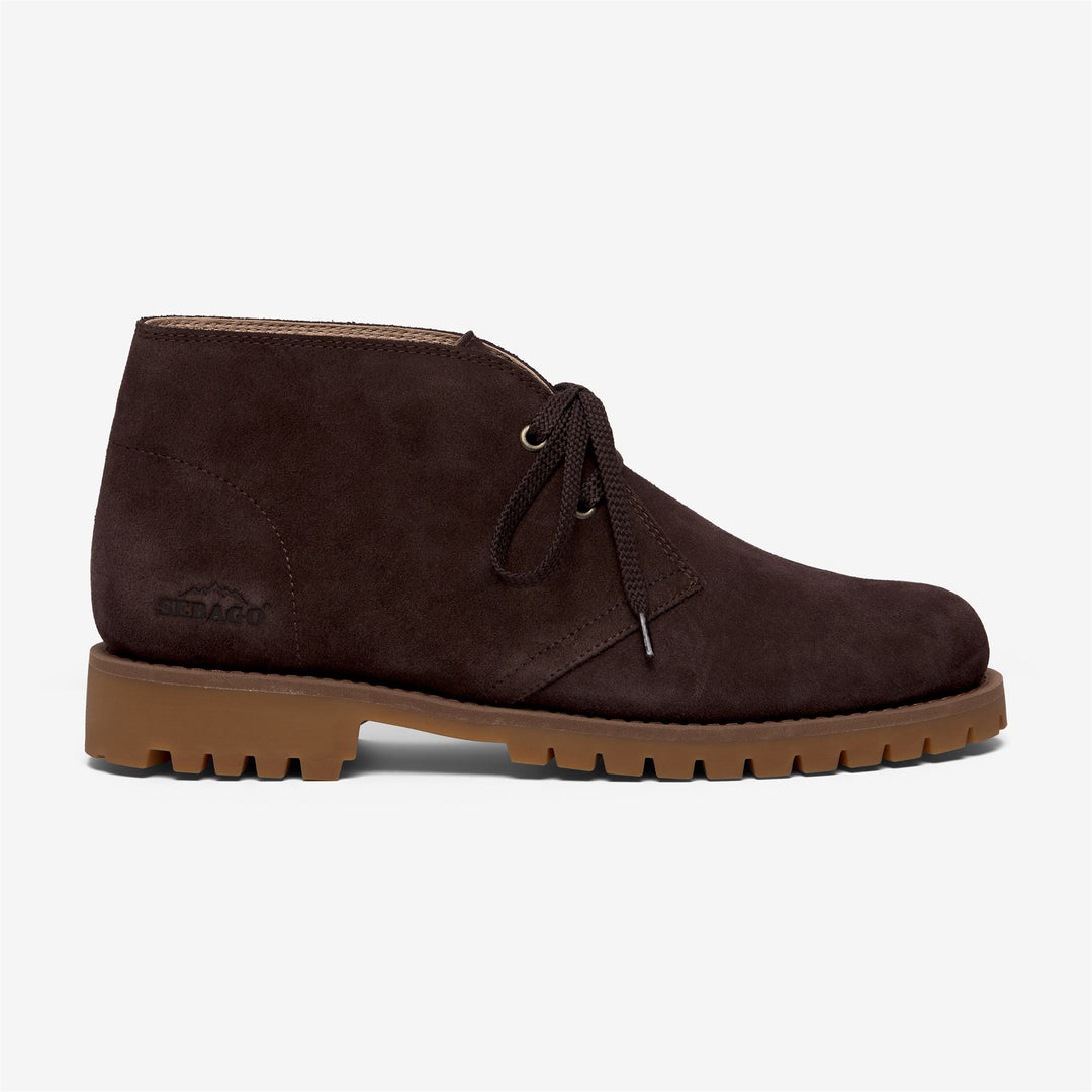 Botines de exterior para hombre de color marrón oscuro con suela de goma. 01