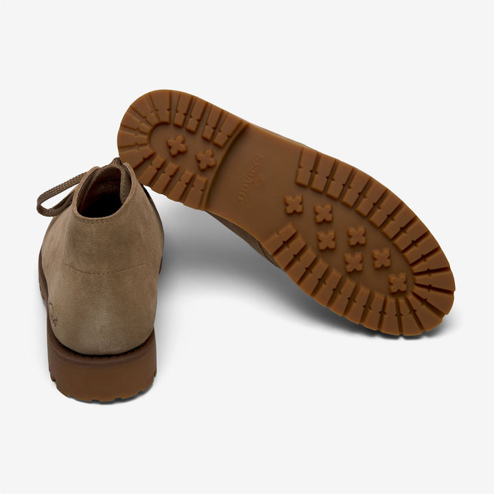 Botines de exterior para hombre de color beige con suela de goma. 4
