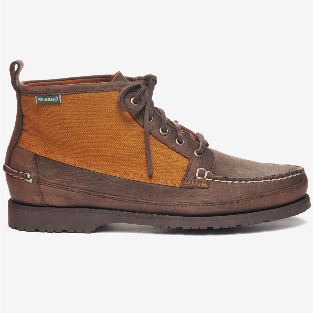 Brown Men's Leather Moccasin Boots for Leisure Activities 01