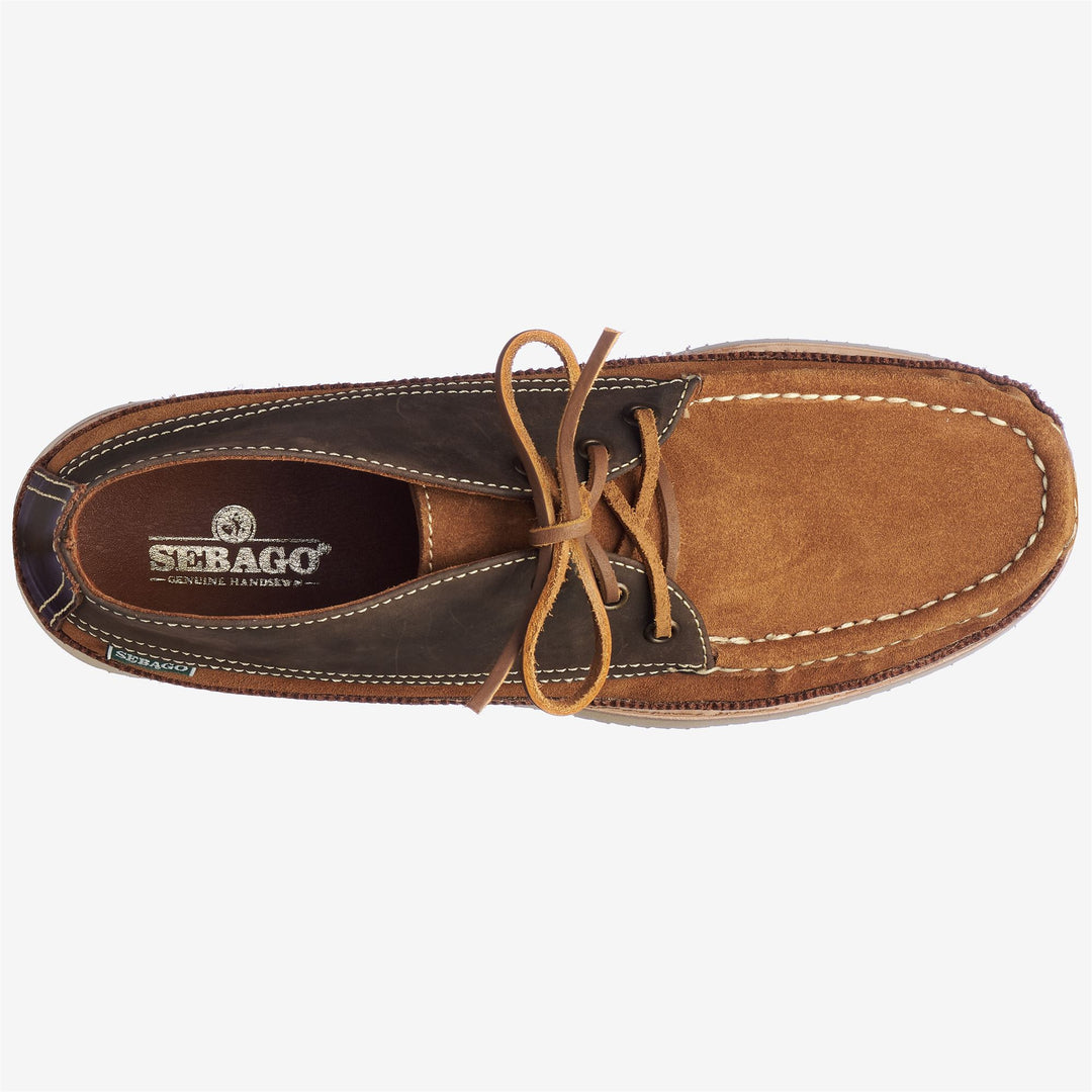 Moc Man MIWAK Mid Cut BROWN-DKBROWN Dressed Back (jpg Rgb)		