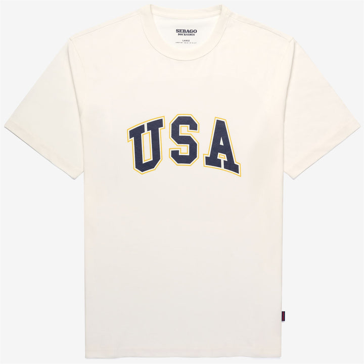 Camiseta de yate para hombre en blanco natural con estampado universitario clásico 1