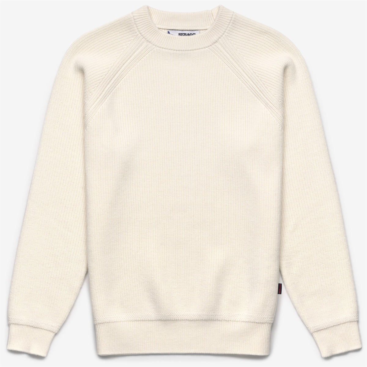Suéter de cuello redondo de lana merino blanco unisex