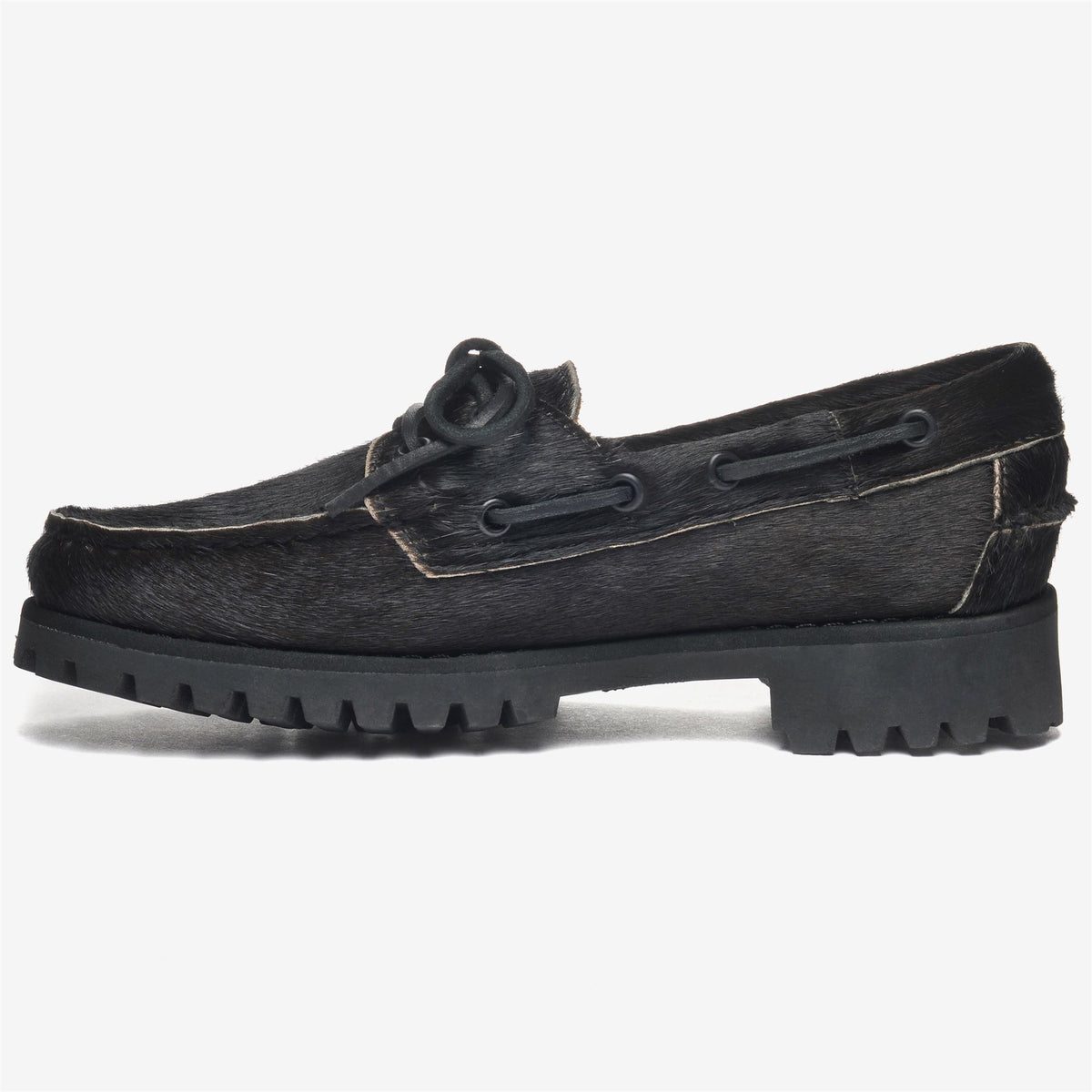 Black Women's Leather Boat Shoe