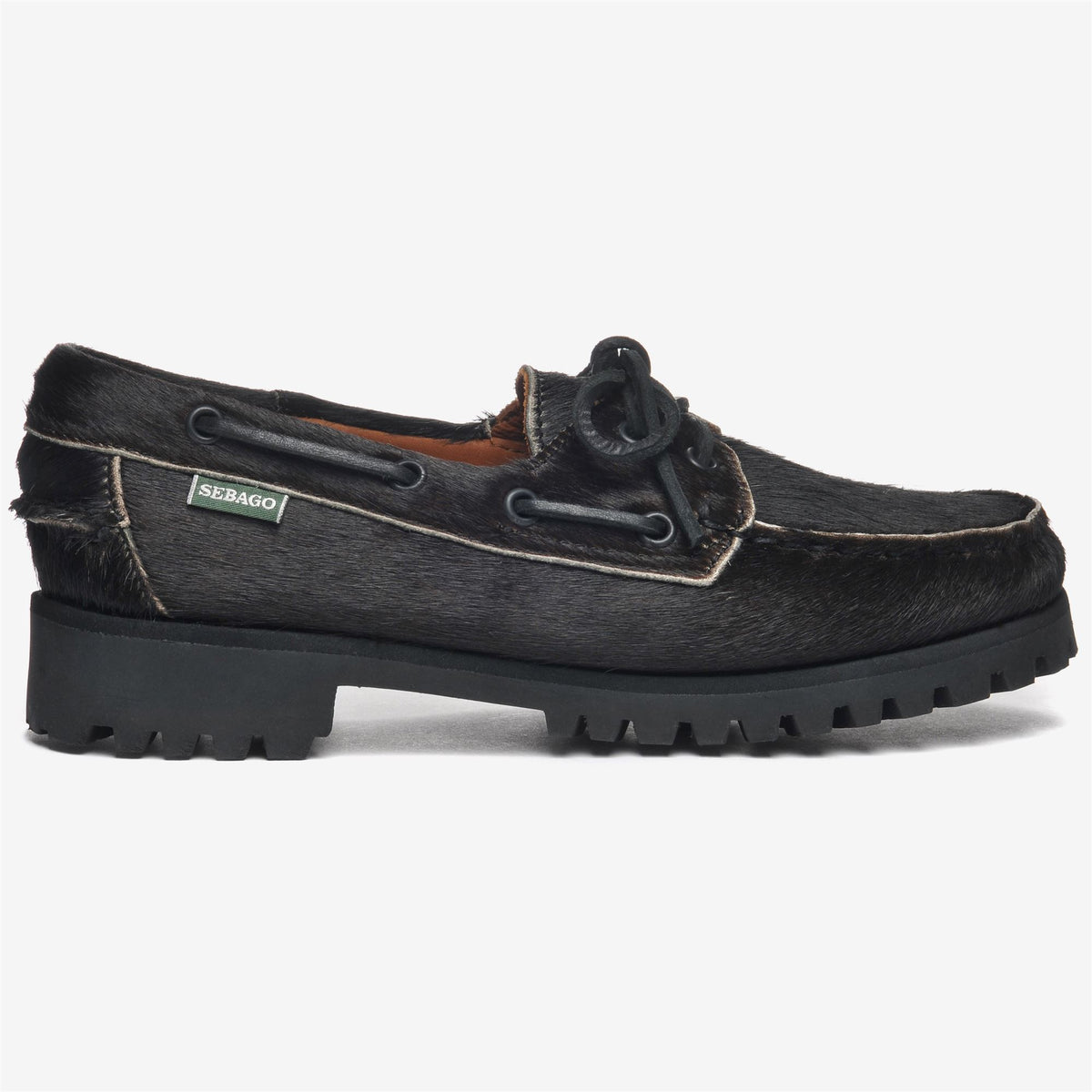 Black Women's Leather Boat Shoe