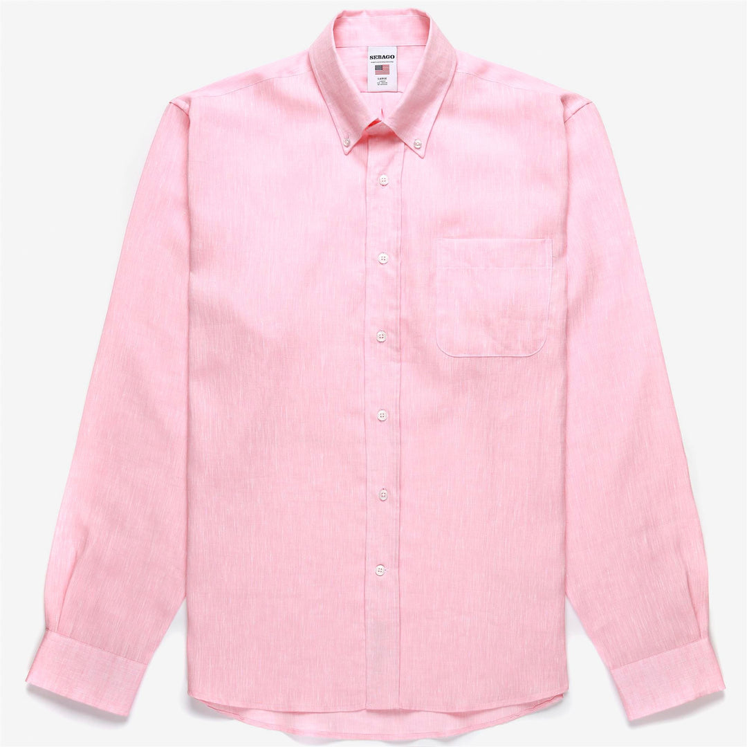 Camicia in Lino Button-Down Unisex Yachting Rosa Rossa 01