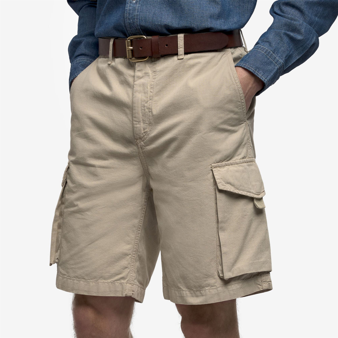 Beige Yellow Men's Cargo Yachting Shorts with Maxi Pockets main