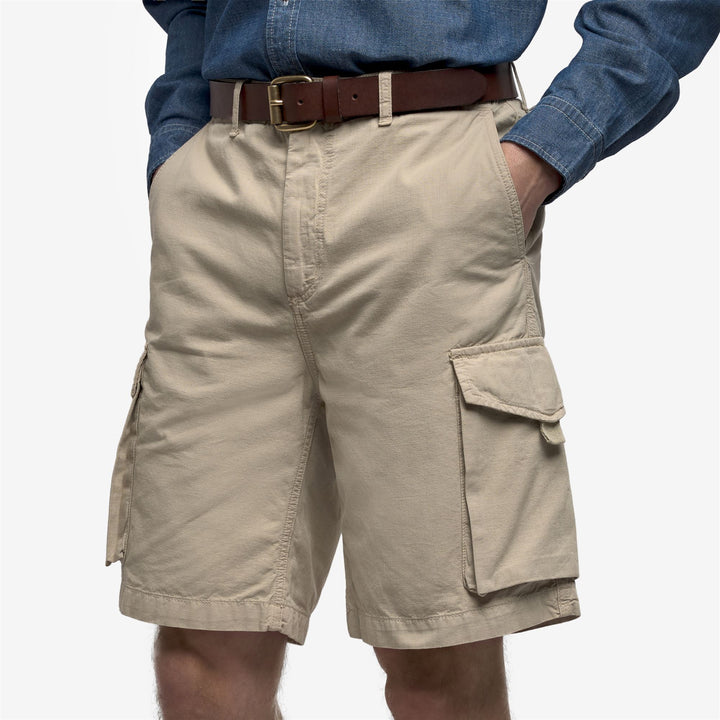 Beige Yellow Men's Cargo Yachting Shorts with Maxi Pockets 6