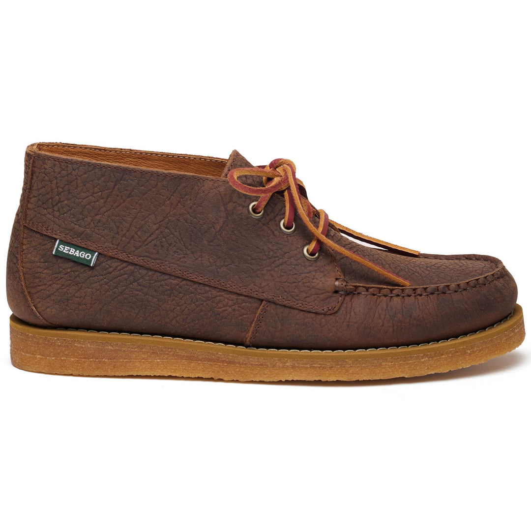 Brown Men's Low Cut Leather Moccasin Boots 01