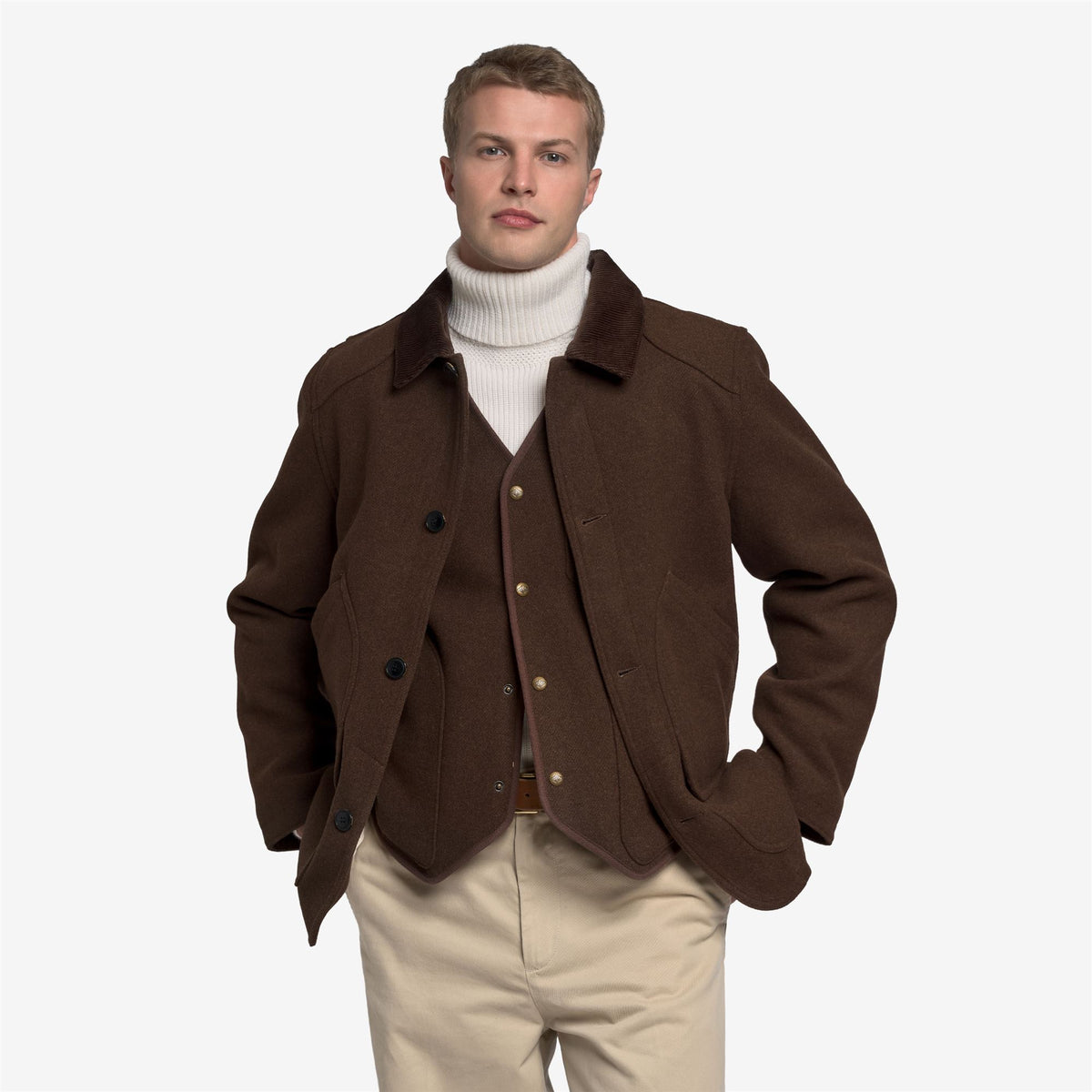 Brown Unisex Wool Jacket