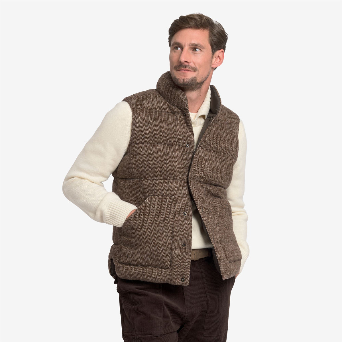Beige Unisex Wool Reversible Gilet