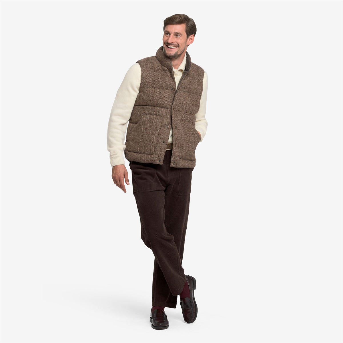 Beige Unisex Wool Reversible Gilet