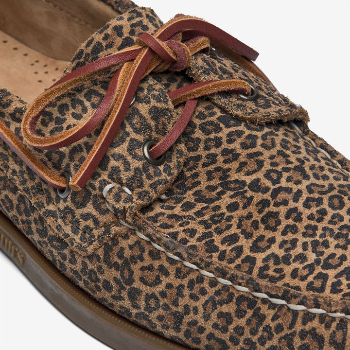 Brown leopard Men's Nautical Moccasin Boat Shoes 6